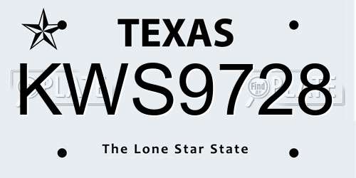 KWS9728 Texas License Plate