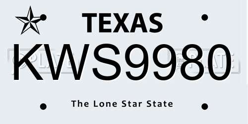 KWS9980 Texas License Plate
