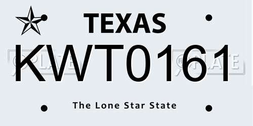 KWT0161 Texas License Plate