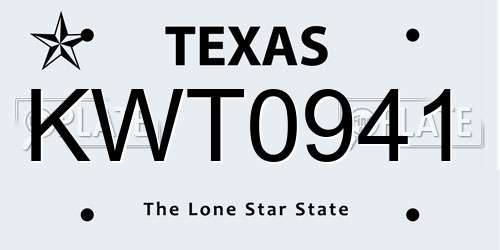 KWT0941 Texas License Plate