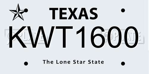 KWT1600 Texas License Plate