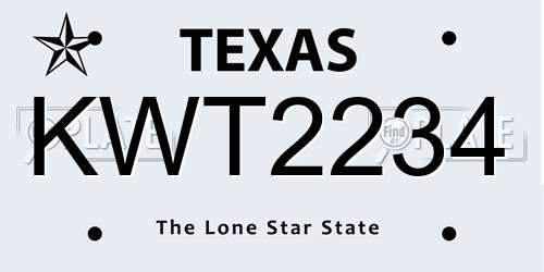 KWT2234 Texas License Plate