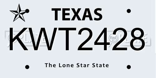 KWT2428 Texas License Plate