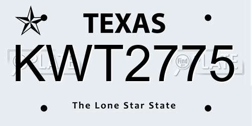 KWT2775 Texas License Plate