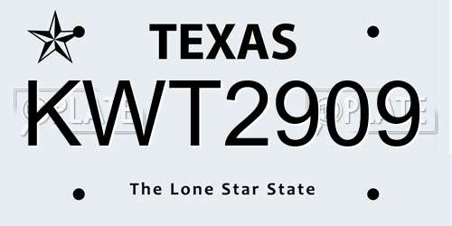 KWT2909 Texas License Plate