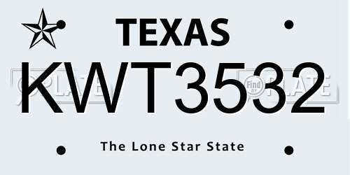 KWT3532 Texas License Plate