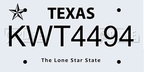 KWT4494 Texas License Plate