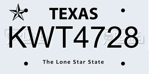 KWT4728 Texas License Plate