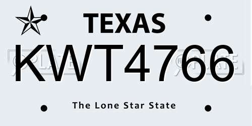 KWT4766 Texas License Plate