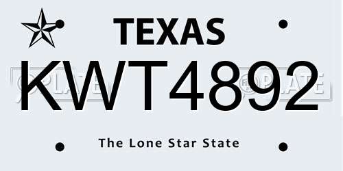 KWT4892 Texas License Plate