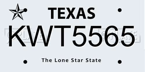 KWT5565 Texas License Plate