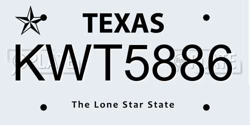 KWT5886 Texas License Plate