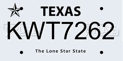 KWT7262 Texas License Plate