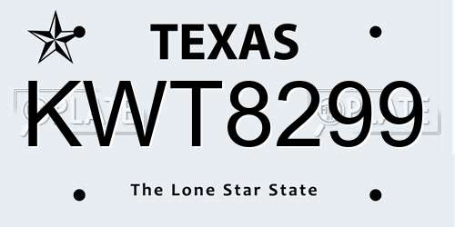 KWT8299 Texas License Plate