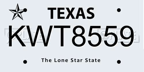 KWT8559 Texas License Plate