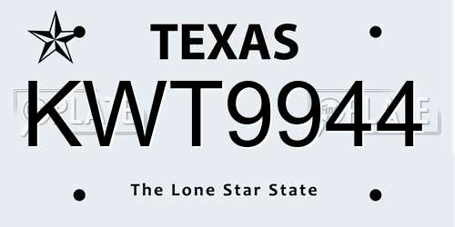 KWT9944 Texas License Plate
