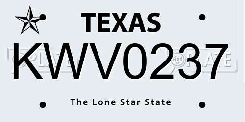 KWV0237 Texas License Plate