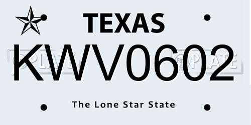KWV0602 Texas License Plate