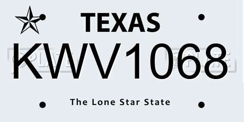 KWV1068 Texas License Plate