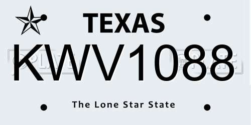 KWV1088 Texas License Plate