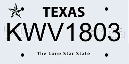 KWV1803 Texas License Plate