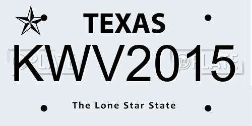 KWV2015 Texas License Plate
