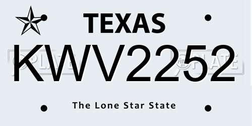 KWV2252 Texas License Plate