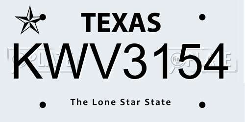 KWV3154 Texas License Plate