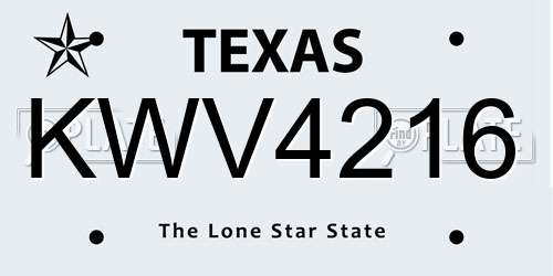 KWV4216 Texas License Plate