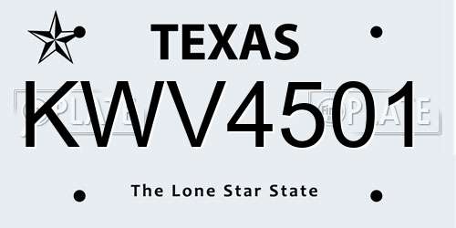 KWV4501 Texas License Plate