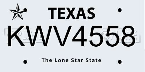 KWV4558 Texas License Plate