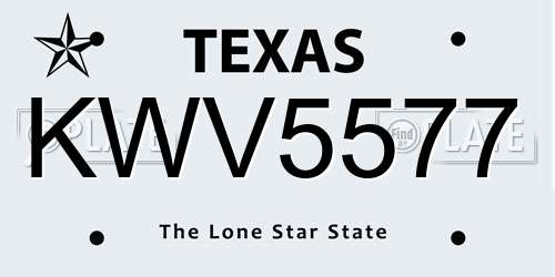 KWV5577 Texas License Plate