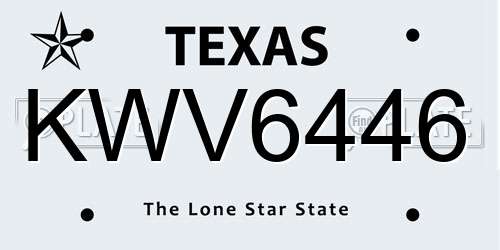 KWV6446 Texas License Plate