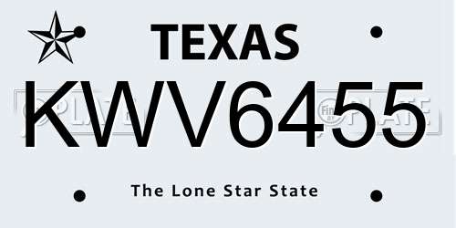 KWV6455 Texas License Plate