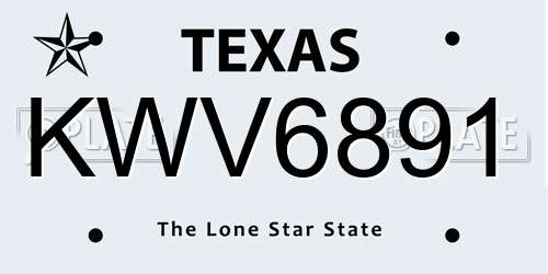 KWV6891 Texas License Plate