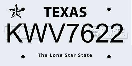 KWV7622 Texas License Plate