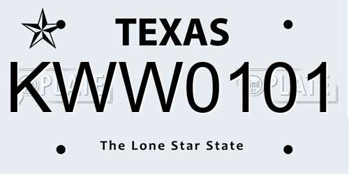 KWW0101 Texas License Plate