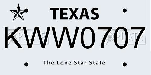 KWW0707 Texas License Plate
