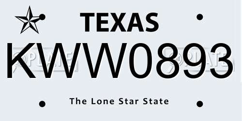 KWW0893 Texas License Plate