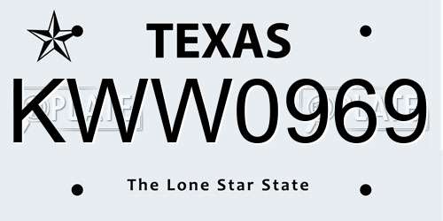 KWW0969 Texas License Plate