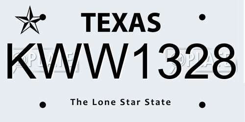 KWW1328 Texas License Plate