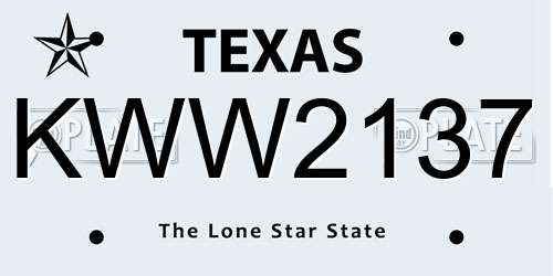 KWW2137 Texas License Plate
