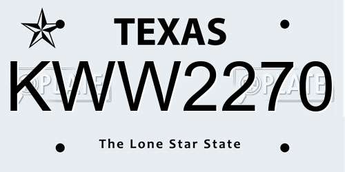 KWW2270 Texas License Plate