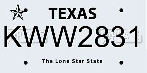 KWW2831 Texas License Plate