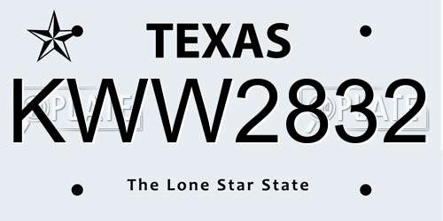 KWW2832 Texas License Plate