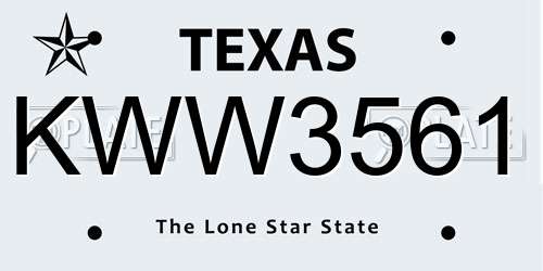 KWW3561 Texas License Plate