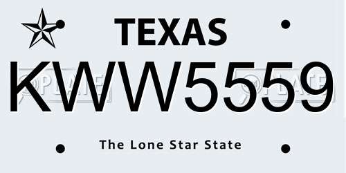 KWW5559 Texas License Plate