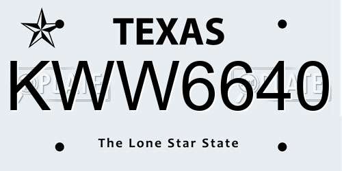 KWW6640 Texas License Plate