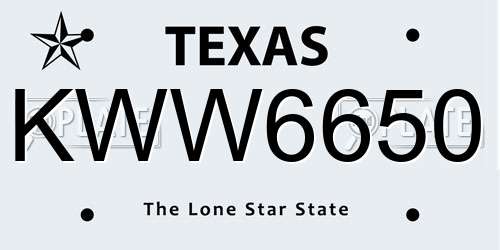 KWW6650 Texas License Plate