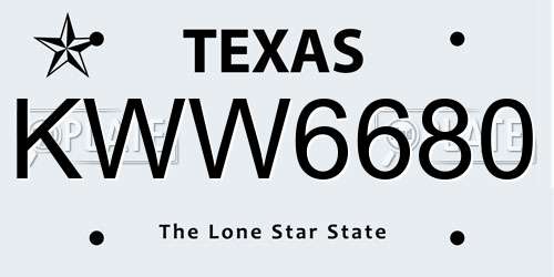 KWW6680 Texas License Plate